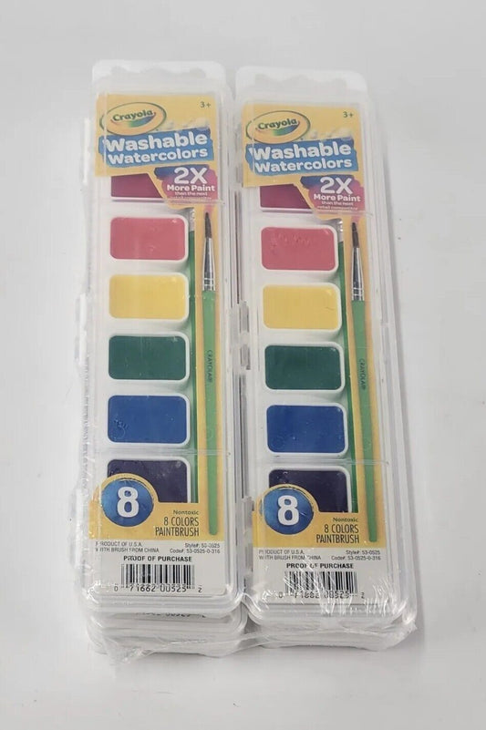 Crayola Washable Watercolors, 8 Assorted Paint in one Set For Kids Crafts 6 Pack