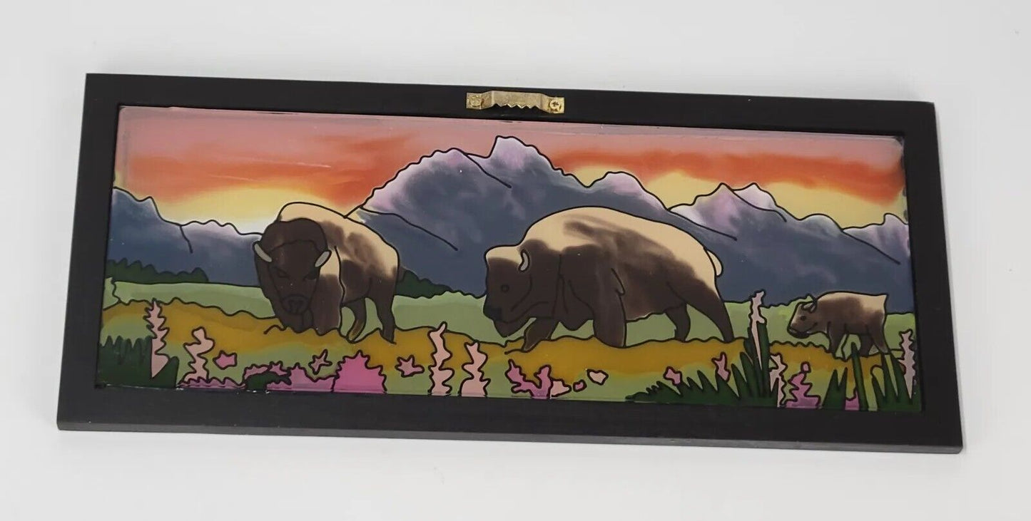 Jackson Hole souvenir buffalo Stained Glass picture