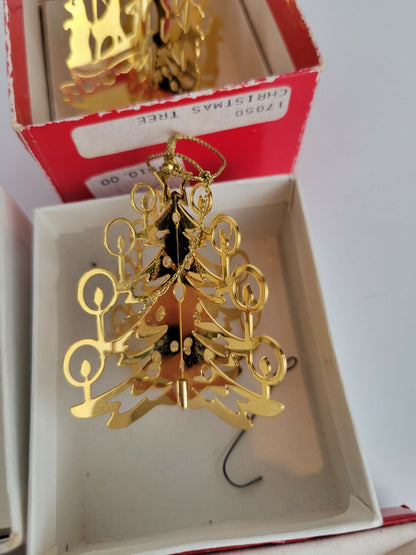 Tammytrims 24K Gold Finish Christmas Ornaments in Box Lot