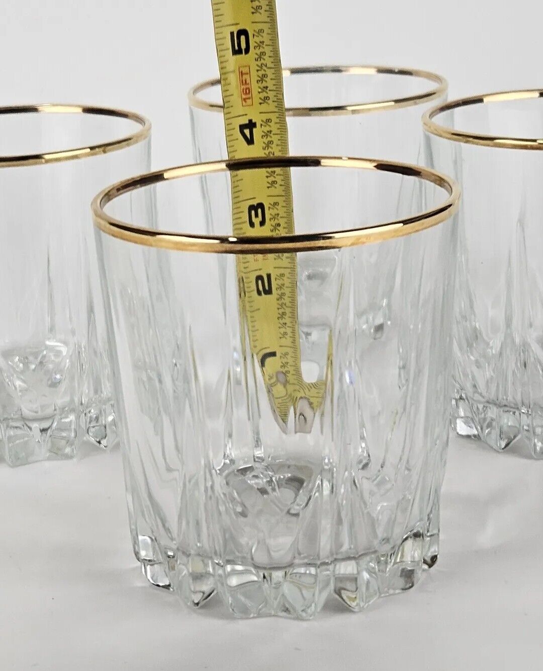 Set of 4 Cut Crystal 10 oz. Double Old Fashioned Glasses - Criss Cross Design