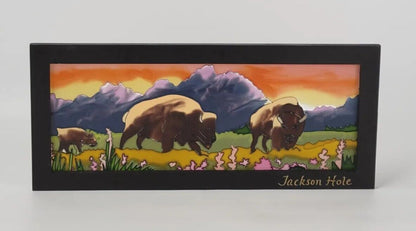 Jackson Hole souvenir buffalo Stained Glass picture