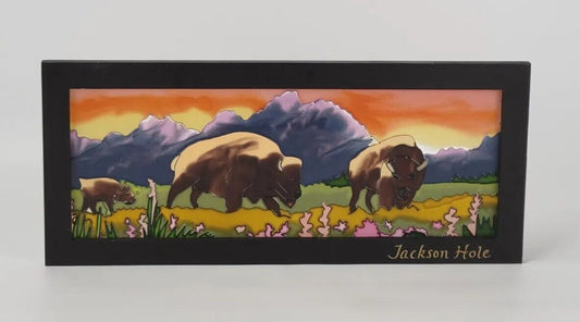 Jackson Hole souvenir buffalo Stained Glass picture