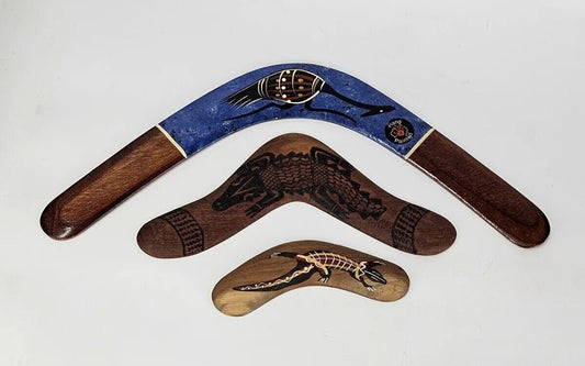 Murra Wolka Aboriginal Boomerang kangaroo design handpainted