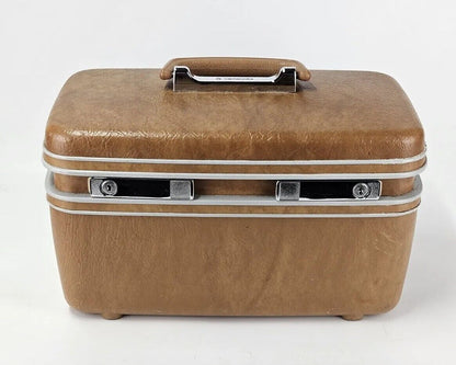 VTG Samsonite Profile Cosmetic Train Case Hard Luggage Brown