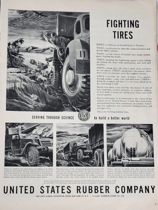 1944 United States Rubber Company Vintage Print Ad 1944 WW2