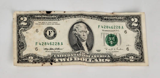 $2 Dollar Bill - Reserve Note 1995 RARE Series F - Serial Number F 42846228 A