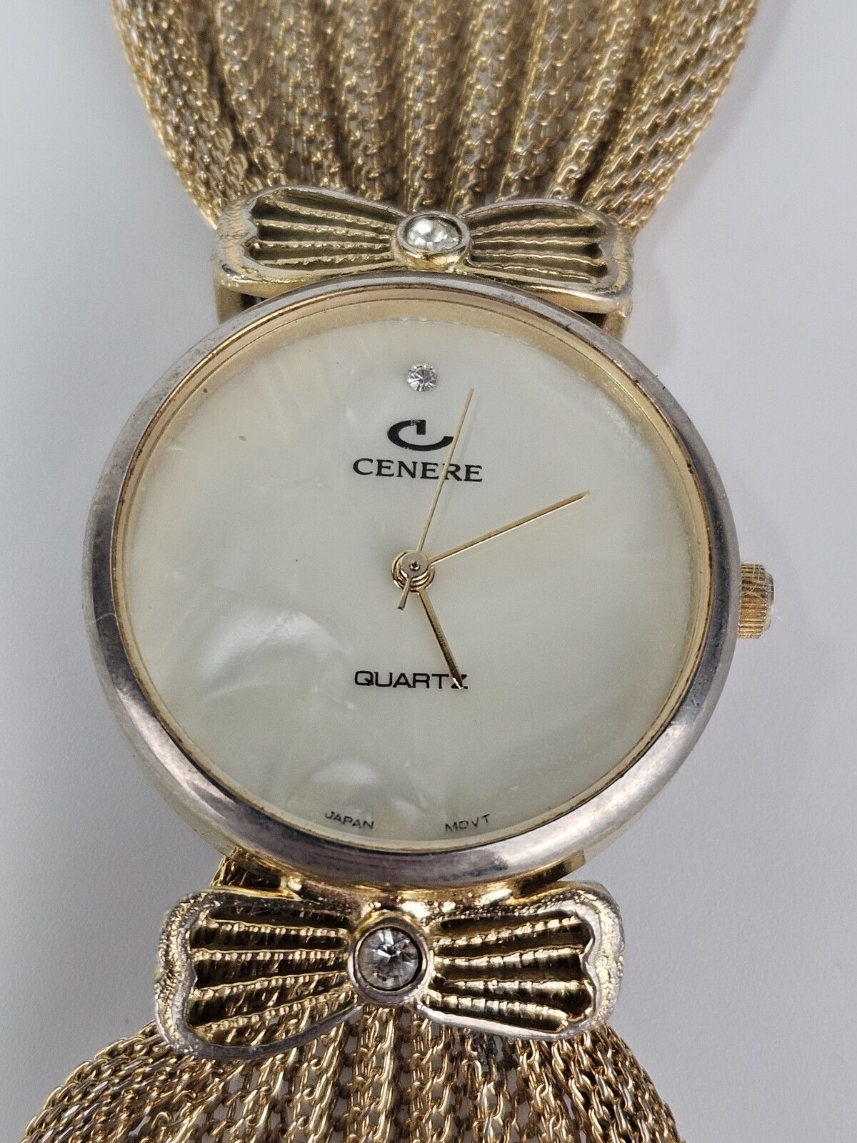 Cenere Marcasite Jeweled Ladies Gold Tone Quartz Wrist Watch